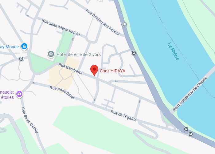 Chez HIDAYA Givors : Carte et localisation près du Rhône